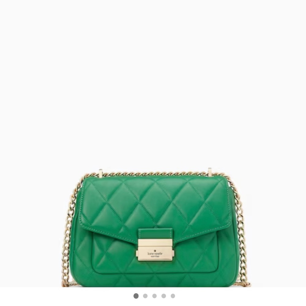 kate spade Green Quilted Leather Shoulder Bag with Gold Chain